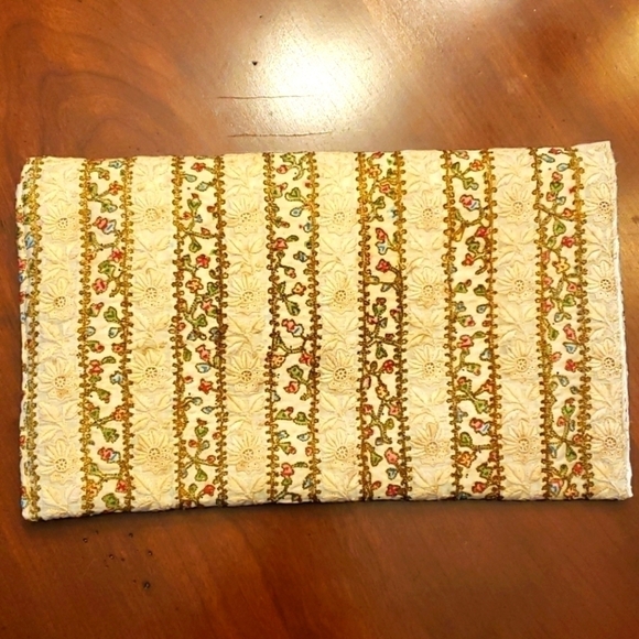 VINTAGE 80s Clutch Brocade Fabric Hand Crafted EU - Picture 2 of 8